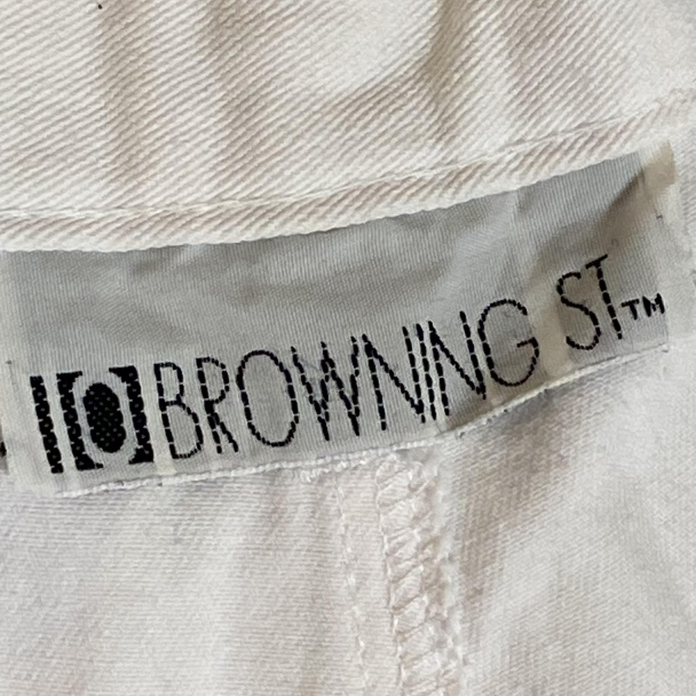 Vintage Browning St Shorts Juniors 9/10 White Pleated Chino High Waist Twill - Picture 7 of 16